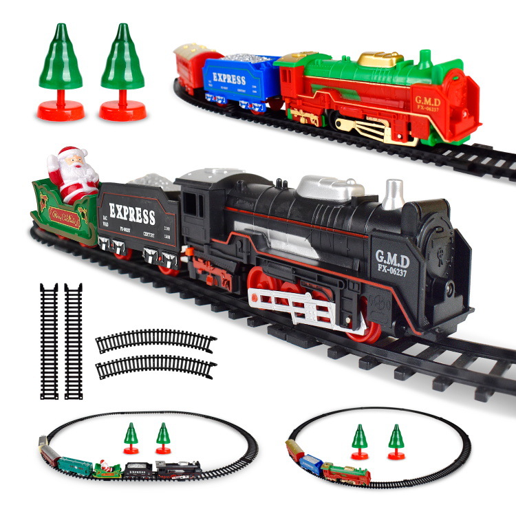 Train Toy Cross-Border Electric Simulation Track Retro Train Santa Claus Suits Children&#039;s Van Model Rail Treasure Toy