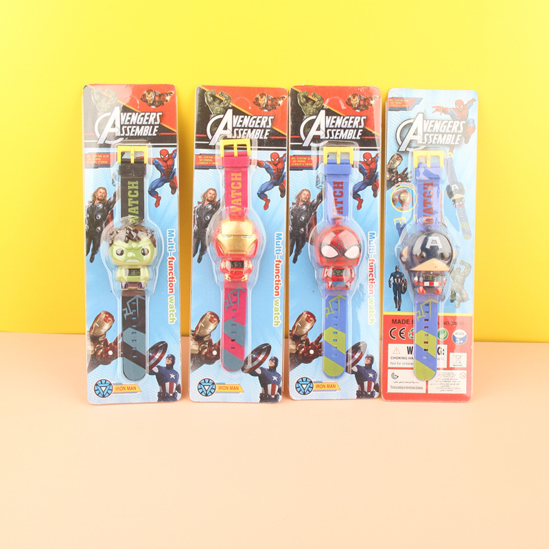 Foreign Trade Children&#039;s Electronic Watch Avengers Cartoon Cartoon Transformation Toy Spider-Man Iron Man Doll
