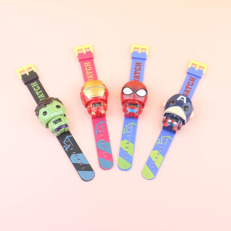 Foreign Trade Children&#039;s Electronic Watch Avengers Cartoon Cartoon Transformation Toy Spider-Man Iron Man Doll