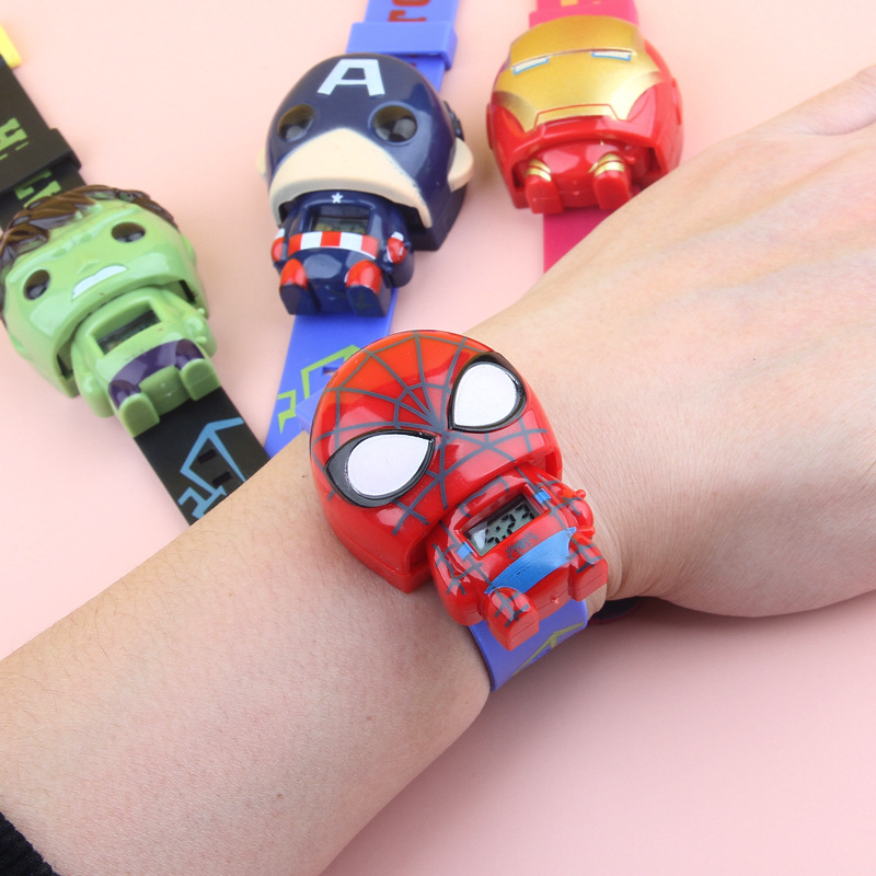 Foreign Trade Children's Electronic Watch Avengers Cartoon Cartoon Transformation Toy Spider-Man Iron Man Doll
