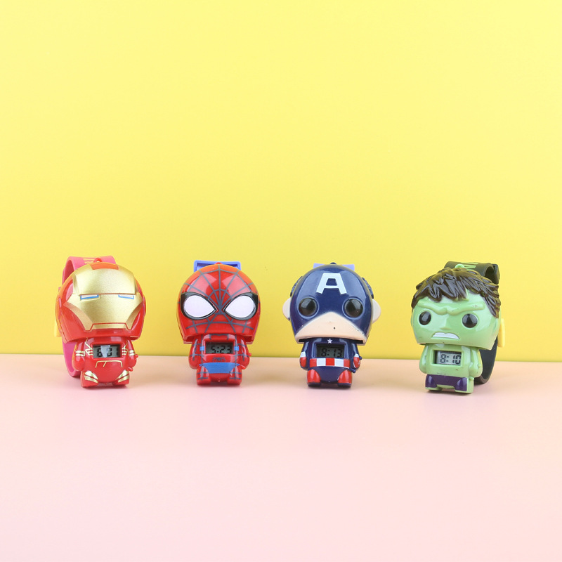 Foreign Trade Children's Electronic Watch Avengers Cartoon Cartoon Transformation Toy Spider-Man Iron Man Doll