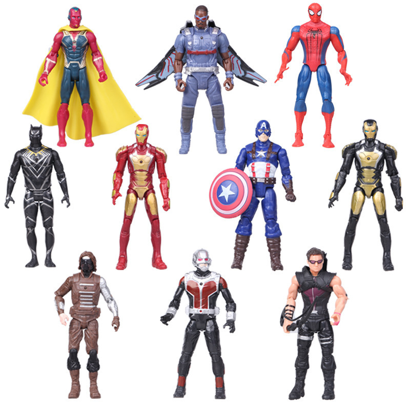Captain America 3 Civil War 10 Avengers Iron Man Spider-Man Falcon Hand Office Movable Toy Decoration