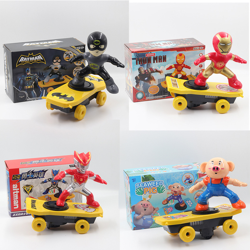 21cm Spider-Man Iron Man Scooter Stunt Rotating Tricycle Tumbling Fall Climb up Electric Toy