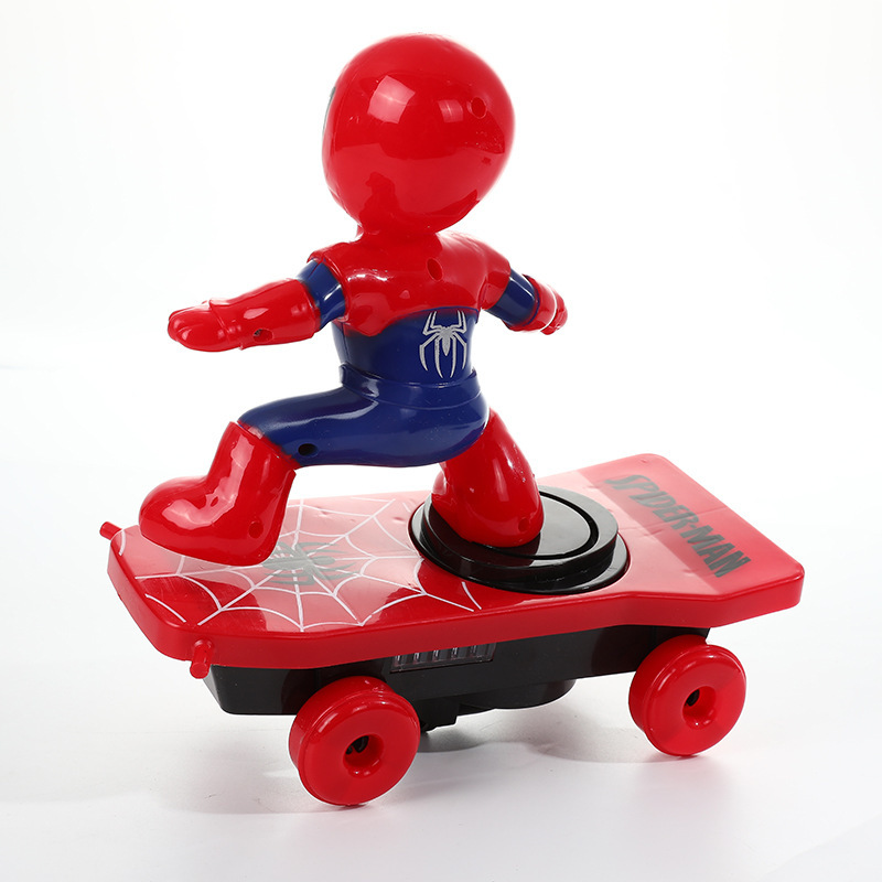 21cm Spider-Man Iron Man Scooter Stunt Rotating Tricycle Tumbling Fall Climb up Electric Toy
