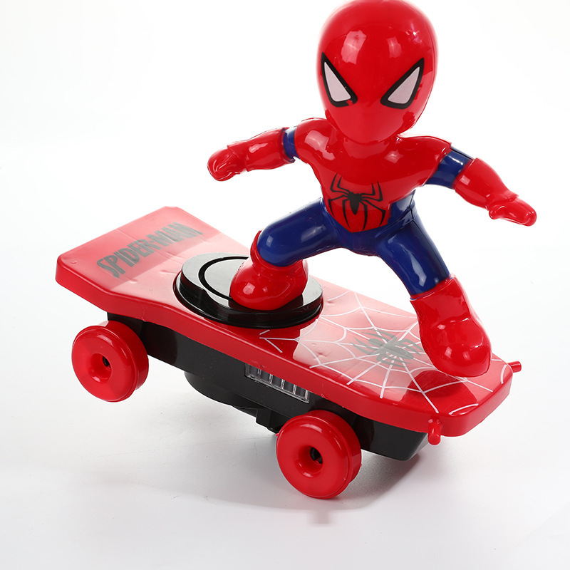 21cm Spider-Man Iron Man Scooter Stunt Rotating Tricycle Tumbling Fall Climb up Electric Toy