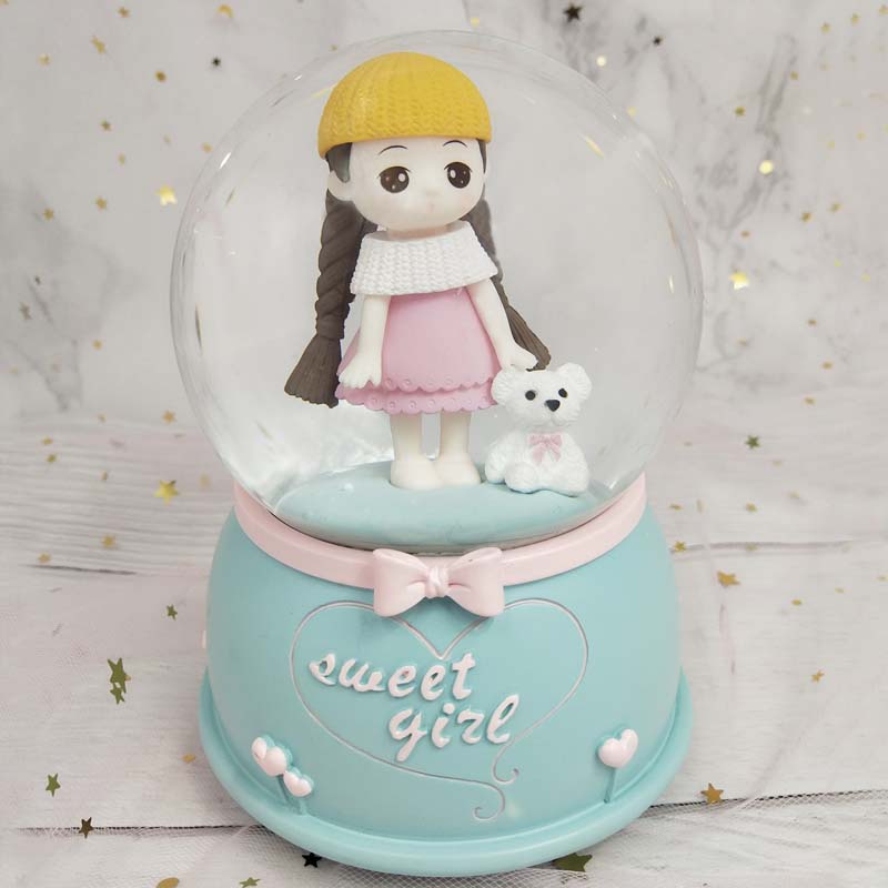 Resin crafts fresh lovely little girl music box rotation music box crystal ball manufacturers direct sales