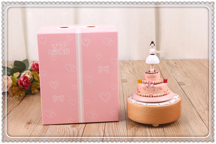 Creative birthday novelty gift dancing cake style real wood material music box of fashion octave box Creative birthday novelty gift dancing cake style real wood material music box of fashion octave box