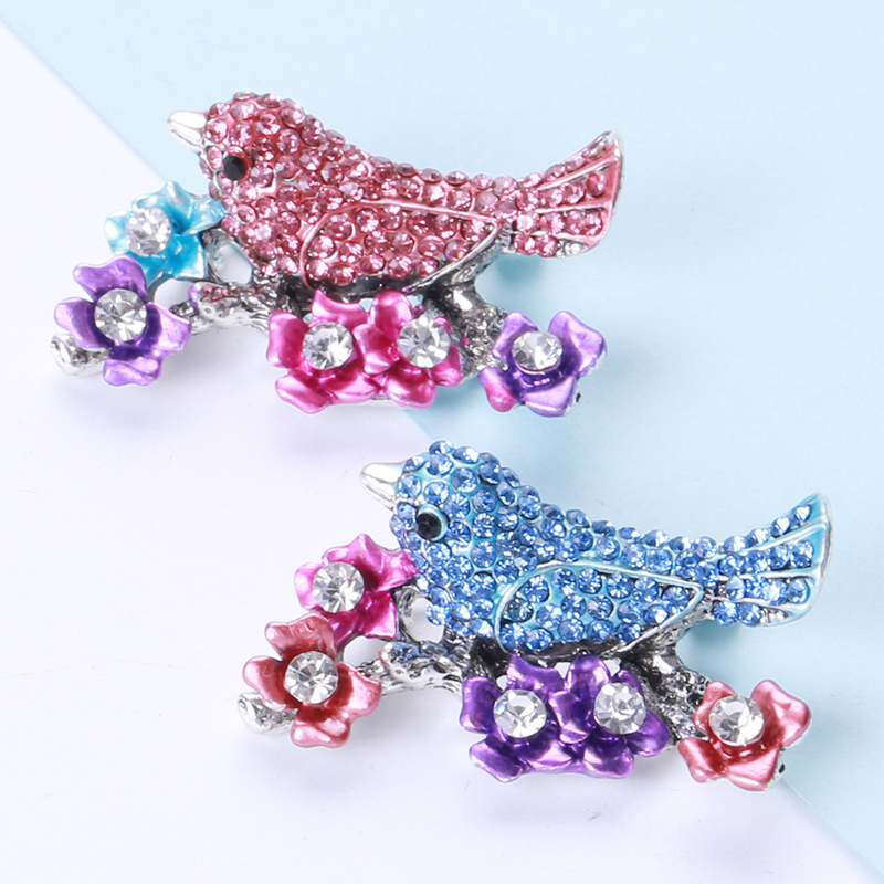 Factory Wholesale Europe and America Creative Animal Corsage Bird over Crystal Brooch Cross-Border Foreign Trade Clothing Accessories Pin