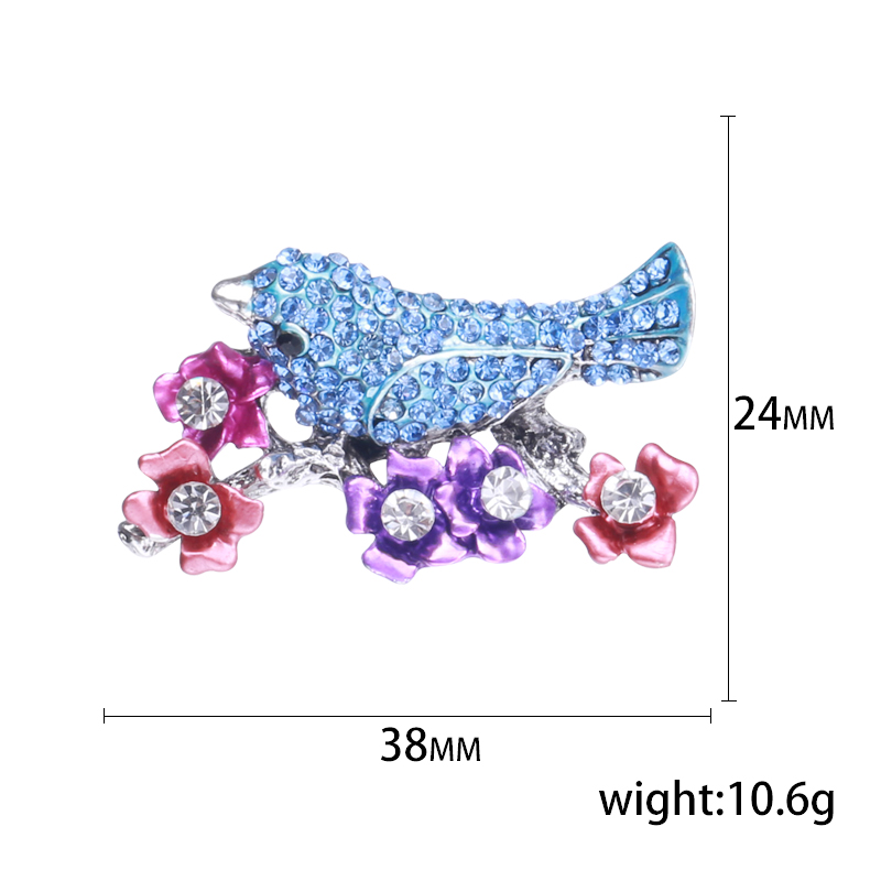 Factory Wholesale Europe and America Creative Animal Corsage Bird over Crystal Brooch Cross-Border Foreign Trade Clothing Accessories Pin