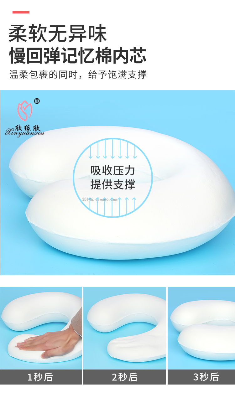 Creative Memory Foam U-Shaped Pillow Cartoon Animal Expression Travel Pillow Crystal Velvet Slow Rebound Buckle Neck Pillow