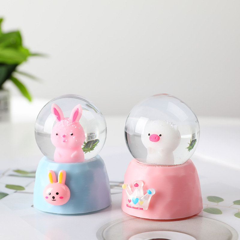 Cartoon Animal Pig Cute Rabbit Crystal Ball Decoration Student Couple Birthday Festival Craft Gift Crystal Animal