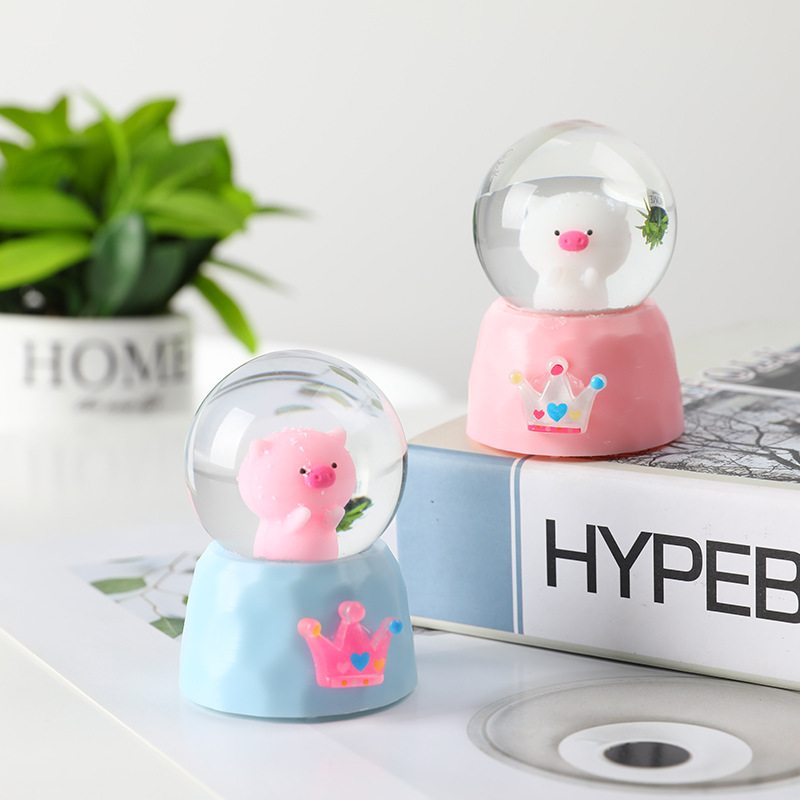 Cartoon Animal Pig Cute Rabbit Crystal Ball Decoration Student Couple Birthday Festival Craft Gift Crystal Animal