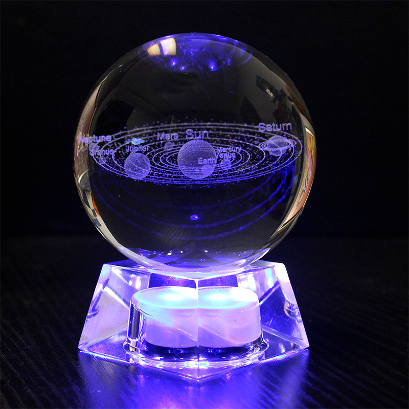 Ball Solar System Starry Sky Creative Home Furnishings Ornaments Glass Ball Luminous Music Box Crafts Crystal Animal