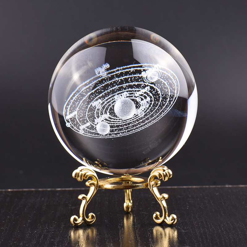 Ball Solar System Starry Sky Creative Home Furnishings Ornaments Glass Ball Luminous Music Box Crafts Crystal Animal