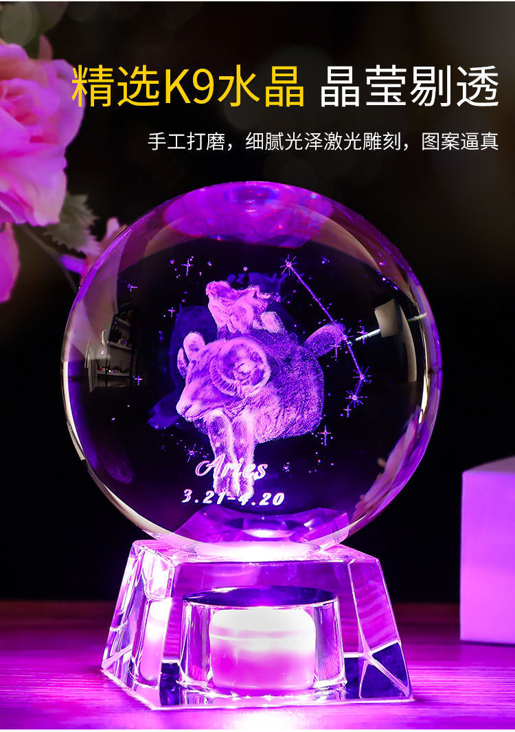 Ball Solar System Starry Sky Creative Home Furnishings Ornaments Glass Ball Luminous Music Box Crafts Crystal Animal