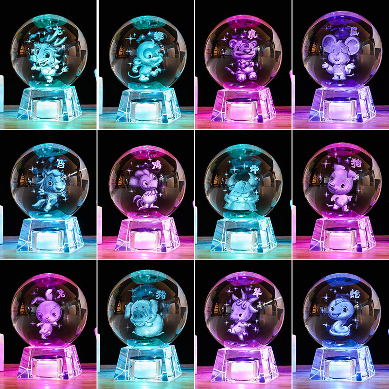 Ball Solar System Starry Sky Creative Home Furnishings Ornaments Glass Ball Luminous Music Box Crafts Crystal Animal