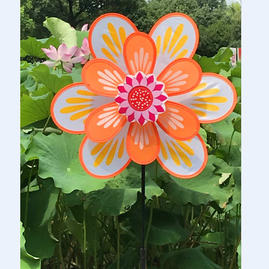 Factory Direct Sales Children's Toy Double-Layer Cloth Windmill Colorful Windmill Children's Park Kindergarten Decorating Windmill