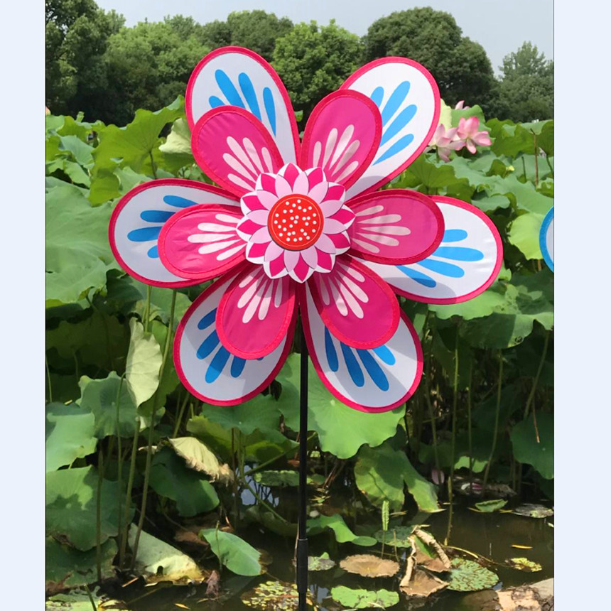Factory Direct Sales Children's Toy Double-Layer Cloth Windmill Colorful Windmill Children's Park Kindergarten Decorating Windmill