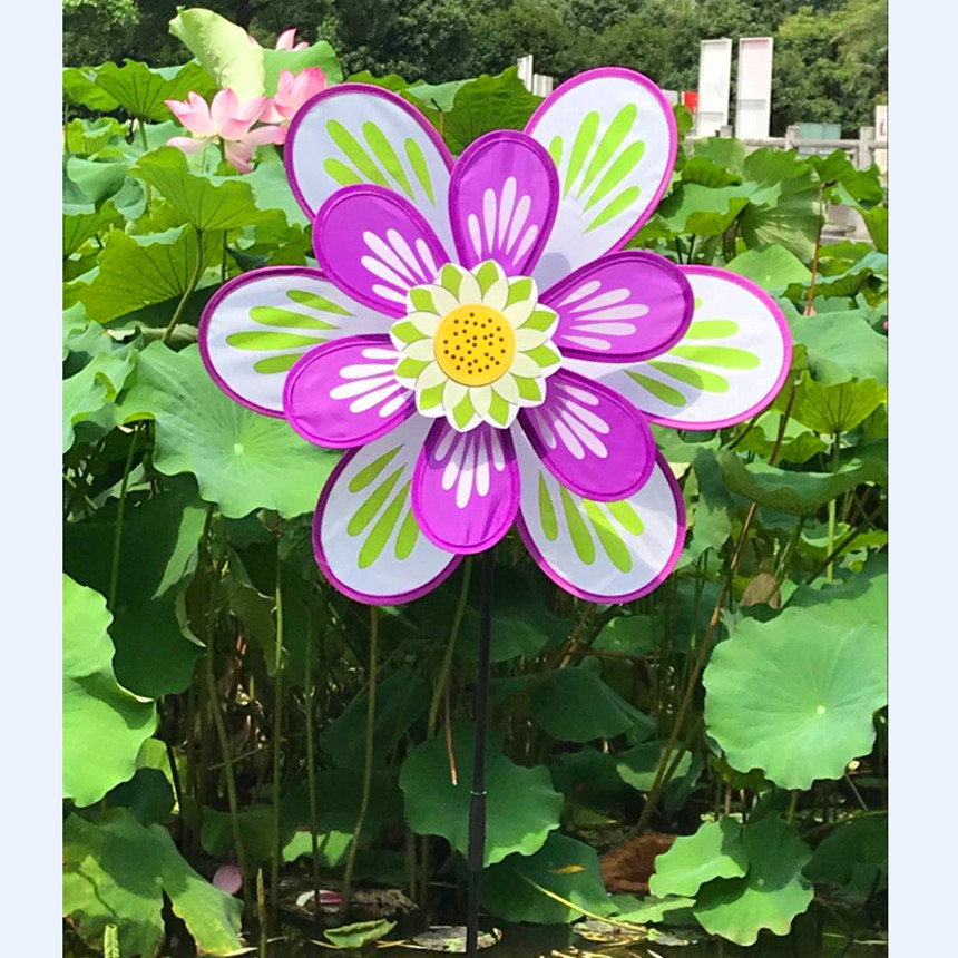 Factory Direct Sales Children's Toy Double-Layer Cloth Windmill Colorful Windmill Children's Park Kindergarten Decorating Windmill