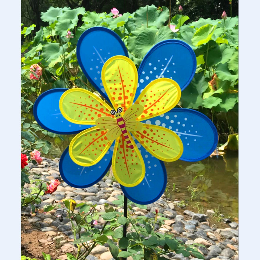 Factory Direct Sales Children's Toy Double-Layer Cloth Windmill Colorful Windmill Children's Park Kindergarten Decorating Windmill