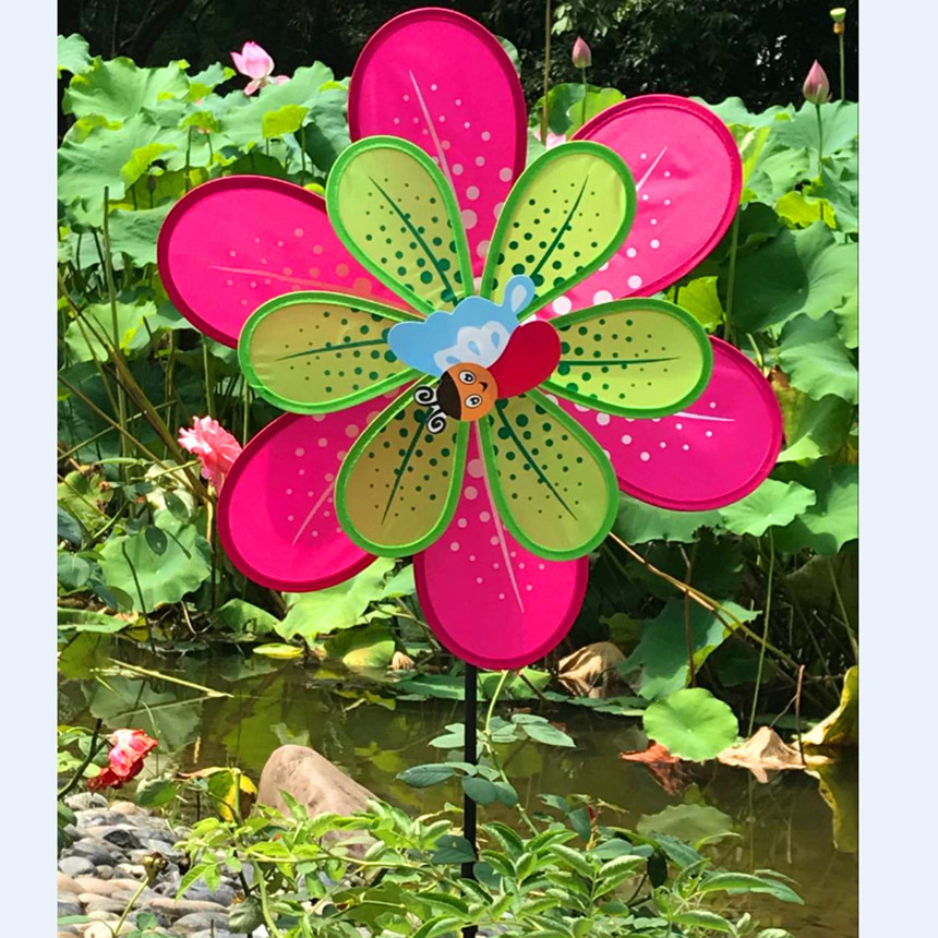 Factory Direct Sales Children's Toy Double-Layer Cloth Windmill Colorful Windmill Children's Park Kindergarten Decorating Windmill
