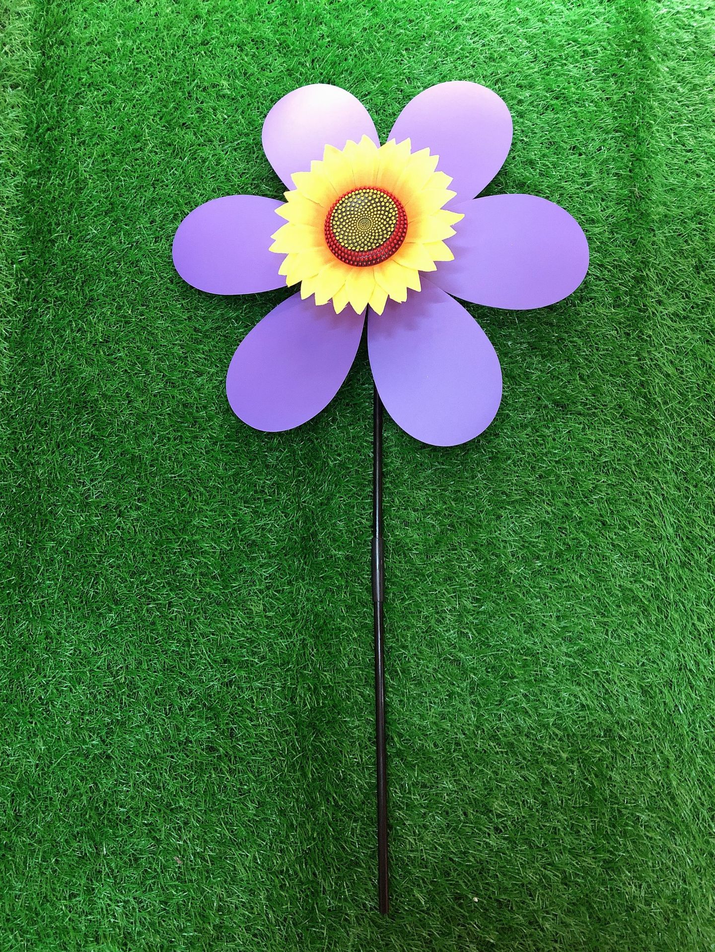 Pastoral Style Hand Windmill Pp Plastic round Leaf SUNFLOWER Park Kindergarten Display SUNFLOWER Windmill