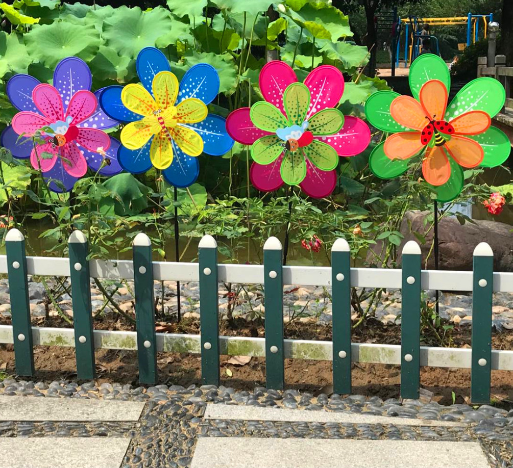 Six-Color Double-Layer Windmill Double-Layer Sequined Windmill Outdoor Rural Windmill Kindergarten Decoration Hot Sale Wholesale