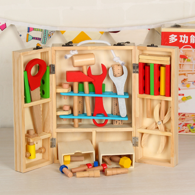 DIY Portable Educational Simulation Wooden Children Play House Toy Set Boy Repair Intelligence Toolbox