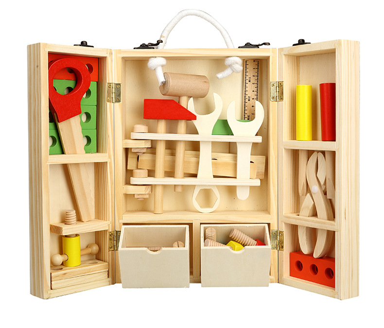 DIY Portable Educational Simulation Wooden Children Play House Toy Set Boy Repair Intelligence Toolbox