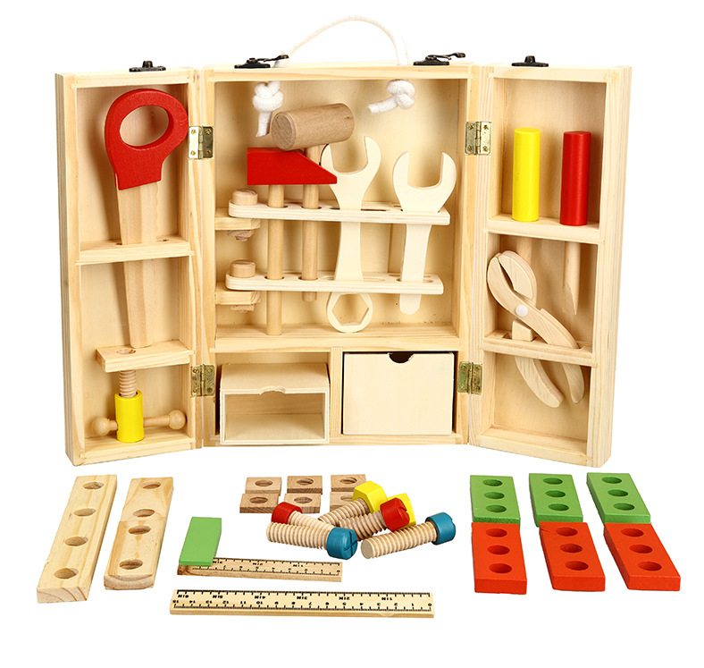 DIY Portable Educational Simulation Wooden Children Play House Toy Set Boy Repair Intelligence Toolbox