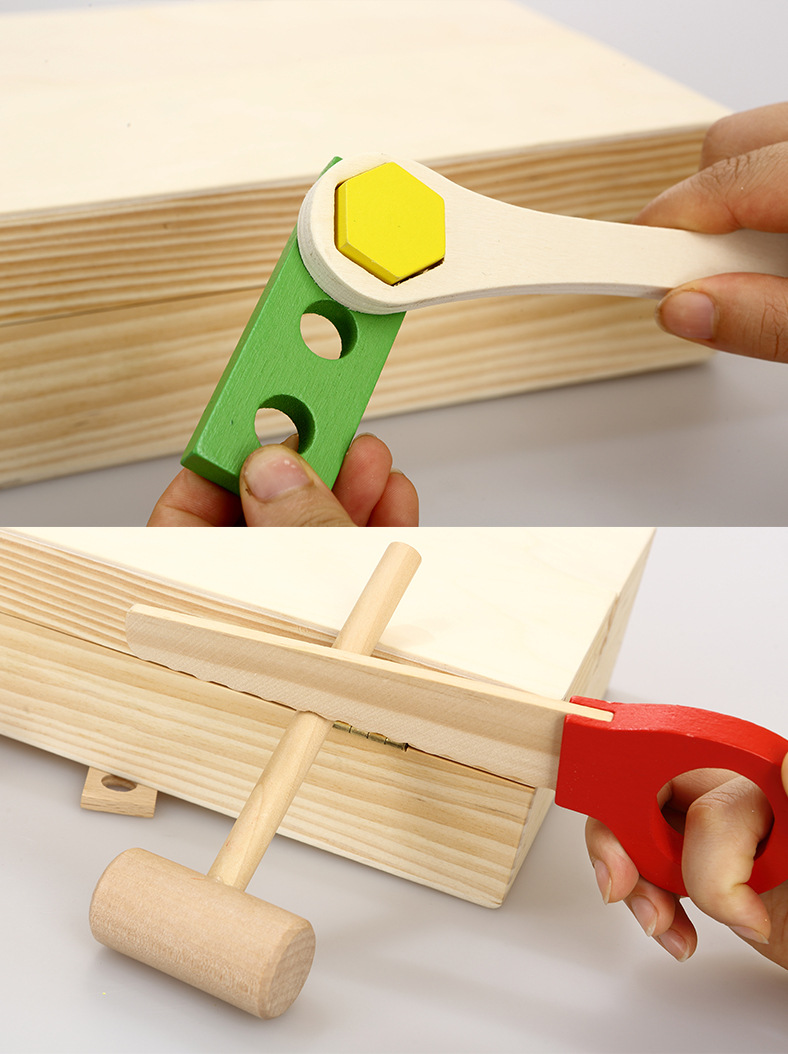 DIY Portable Educational Simulation Wooden Children Play House Toy Set Boy Repair Intelligence Toolbox