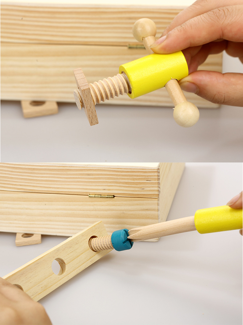 DIY Portable Educational Simulation Wooden Children Play House Toy Set Boy Repair Intelligence Toolbox