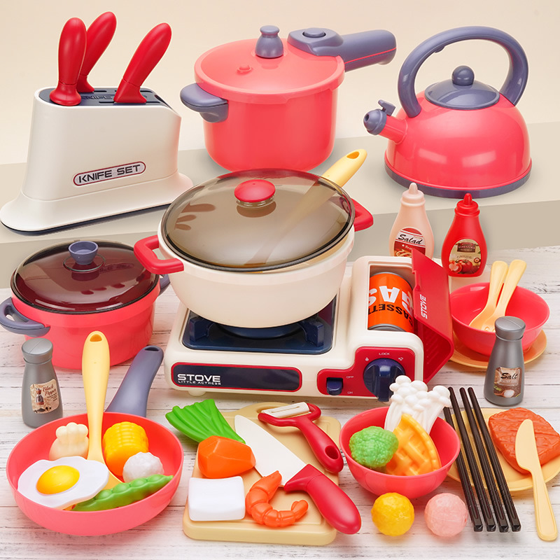 Children Play House Kitchen Birthday Gift Set Barbecue Stove Hot Pot Toy Girl 3 Years Old 4 Baby New Year Cooking
