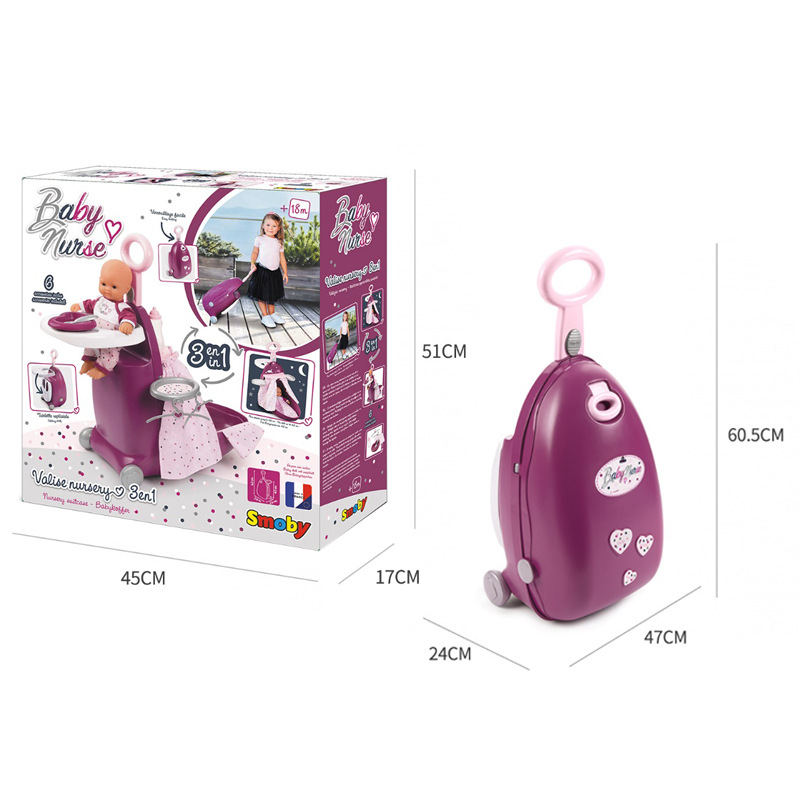 French Smoby Take Care of Baby Luggage Early Childhood Education Role Play Game Children Play House Toys