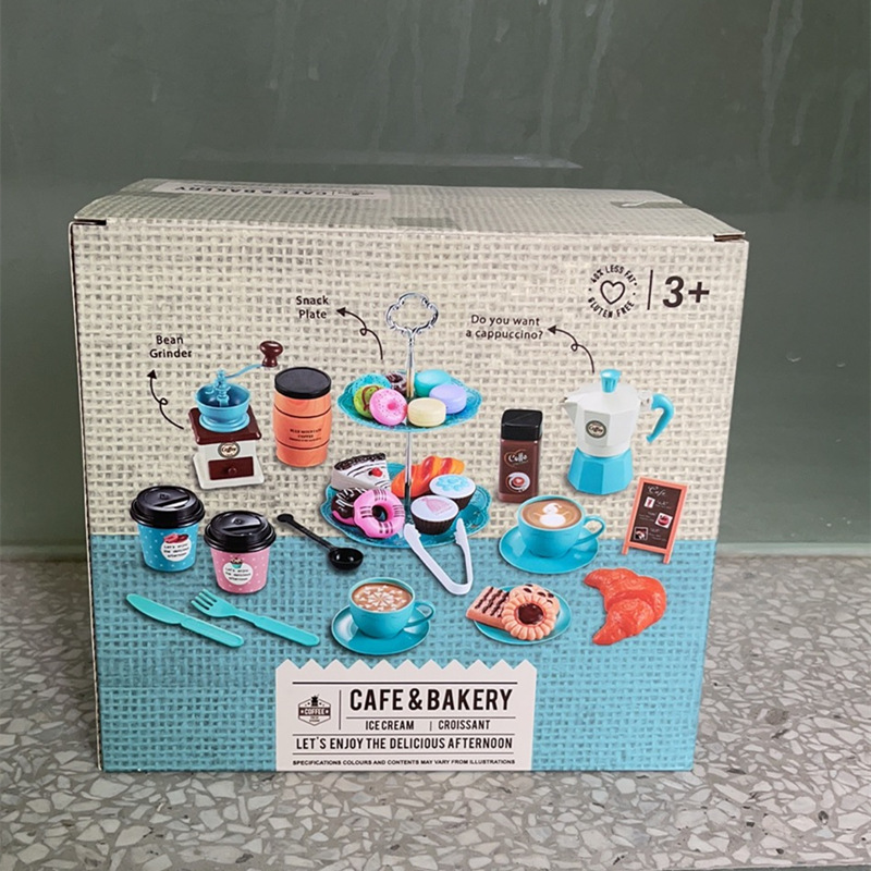 Amazon Cross-Border New Factory in Stock Simulation Coffee Dessert Afternoon Tea Set Children Play House Toys