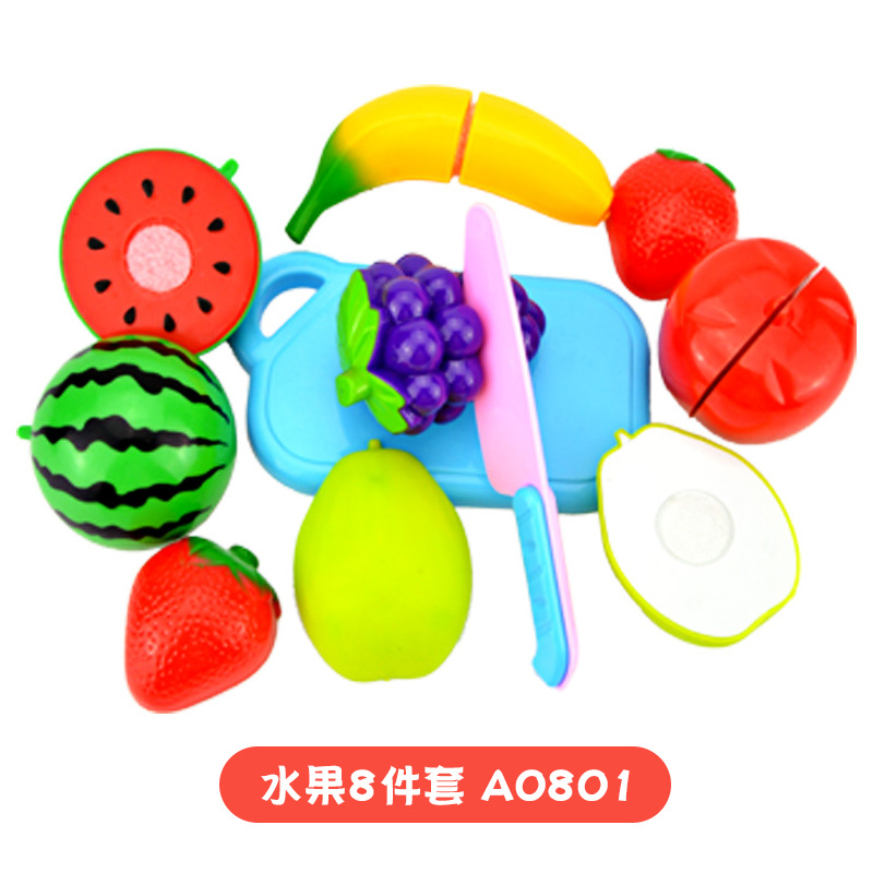 Cross-Border Hot Sale Children Play House Girl Simulation Kitchen Cooking Kitchenware Fruit Cut Girls&#039; Toys Set