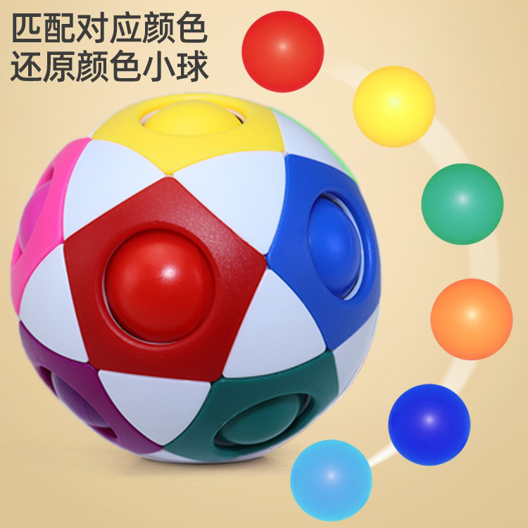 Cross-Border Amazon Decompression Football Rainbow Ball Cube 12-Hole Intelligence Toy Stress Relief Ball Magic Ball Small Toy