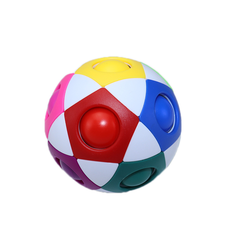 Cross-Border Amazon Decompression Football Rainbow Ball Cube 12-Hole Intelligence Toy Stress Relief Ball Magic Ball Small Toy