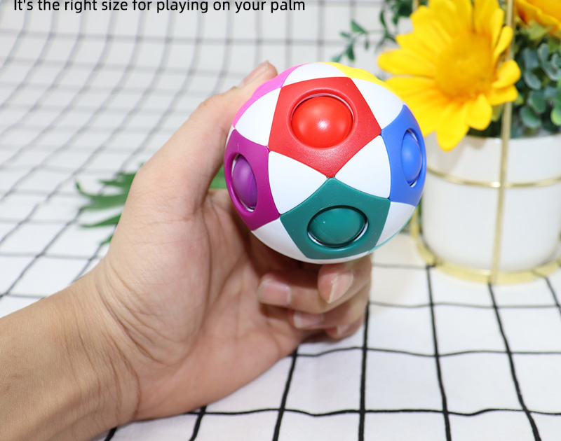 Cross-Border Amazon Decompression Football Rainbow Ball Cube 12-Hole Intelligence Toy Stress Relief Ball Magic Ball Small Toy