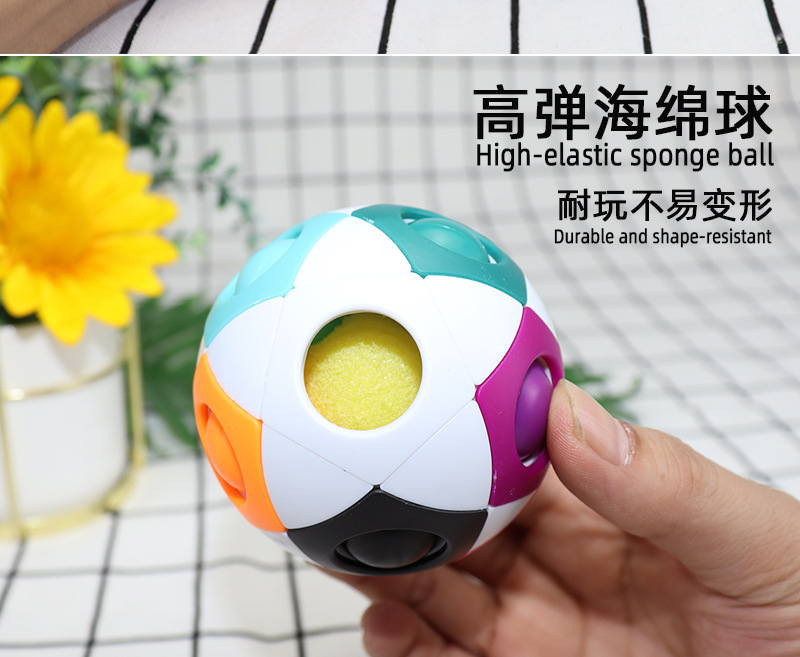 Cross-Border Amazon Decompression Football Rainbow Ball Cube 12-Hole Intelligence Toy Stress Relief Ball Magic Ball Small Toy