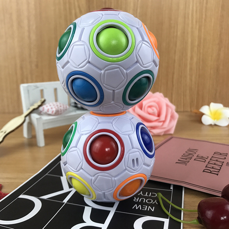 Wholesale Children's Rainbow Ball Cube 12-Hole Decompression Intelligence Toy Decompression Magic Ball Activity Gift Customization