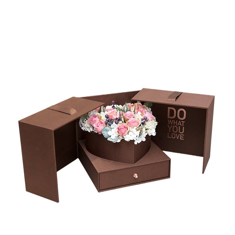 Magic Cube Double Door Flower Gift Box Creative for Girls Birthday Heart-Shaped Exquisite Packaging Box Gift Flower Box Customization