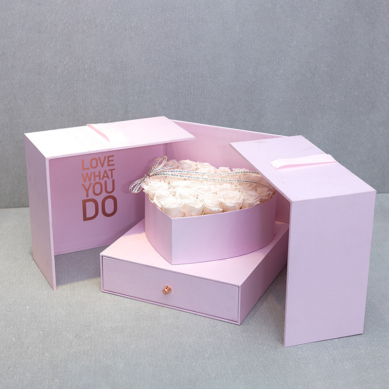 Magic Cube Double Door Flower Gift Box Creative for Girls Birthday Heart-Shaped Exquisite Packaging Box Gift Flower Box Customization