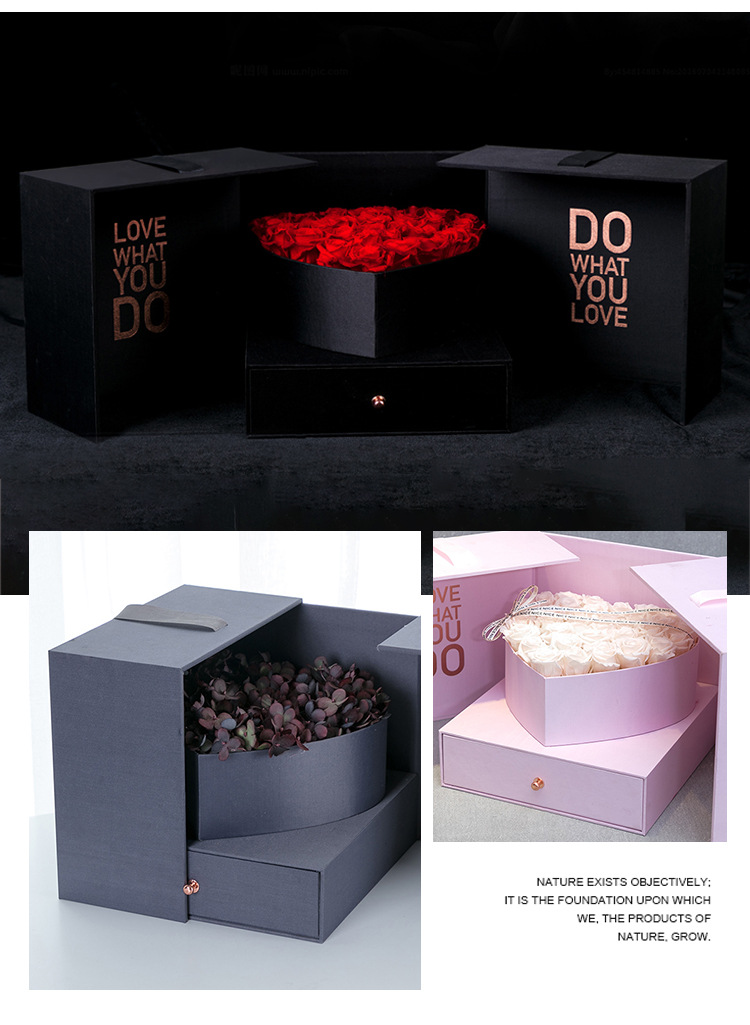 Magic Cube Double Door Flower Gift Box Creative for Girls Birthday Heart-Shaped Exquisite Packaging Box Gift Flower Box Customization