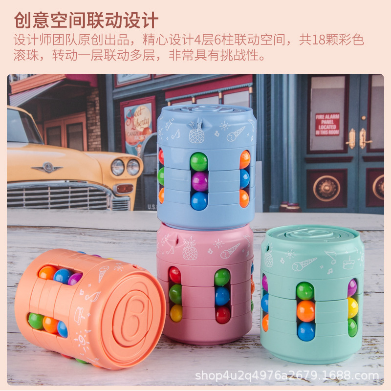Cross-Border Direct Supply Cans Magic Bean Cube Cola Hand Spinner Fidget Cube Children&#039;s Intelligence Development Toys