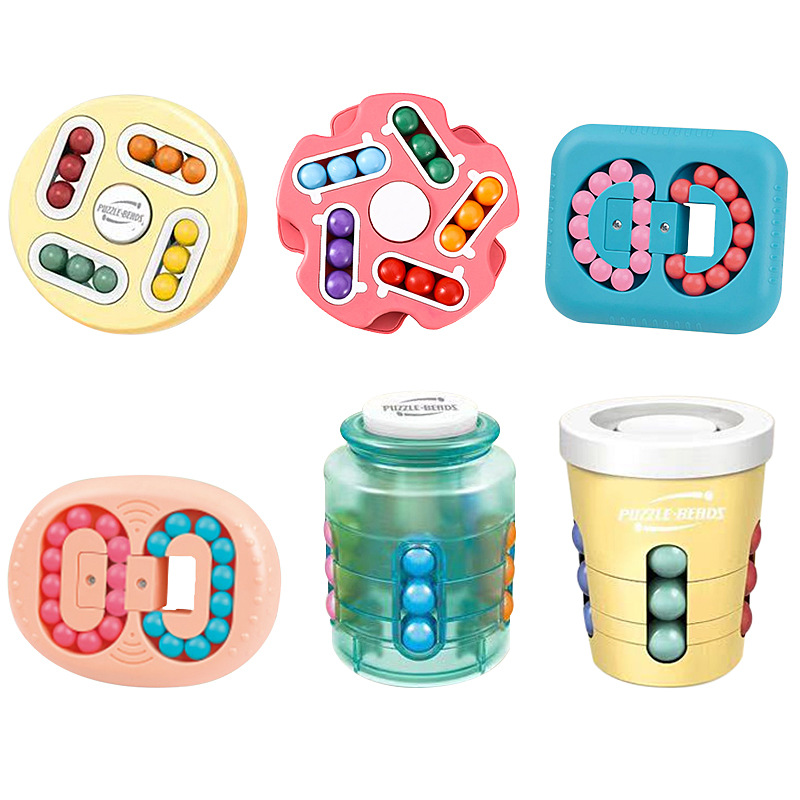 Decompression Finger Cube Beads Magic Bean Gyro Cans Glass Bottle Creative Combination Rubik&#039;s Cube Toy Track Marbles