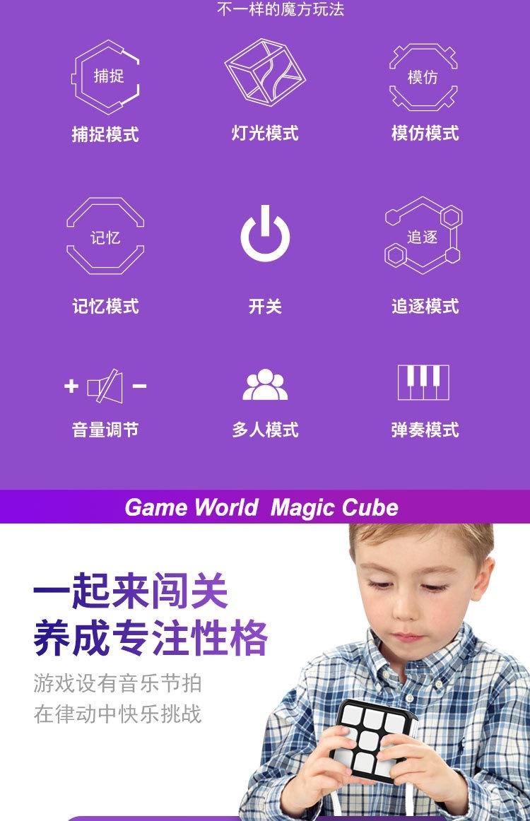 Cross-Border Amazon Hot Multi-Function Acousto-Optic Electric Puzzle Magic Cube Children's Music Variety Multi-Person Interactive Cube