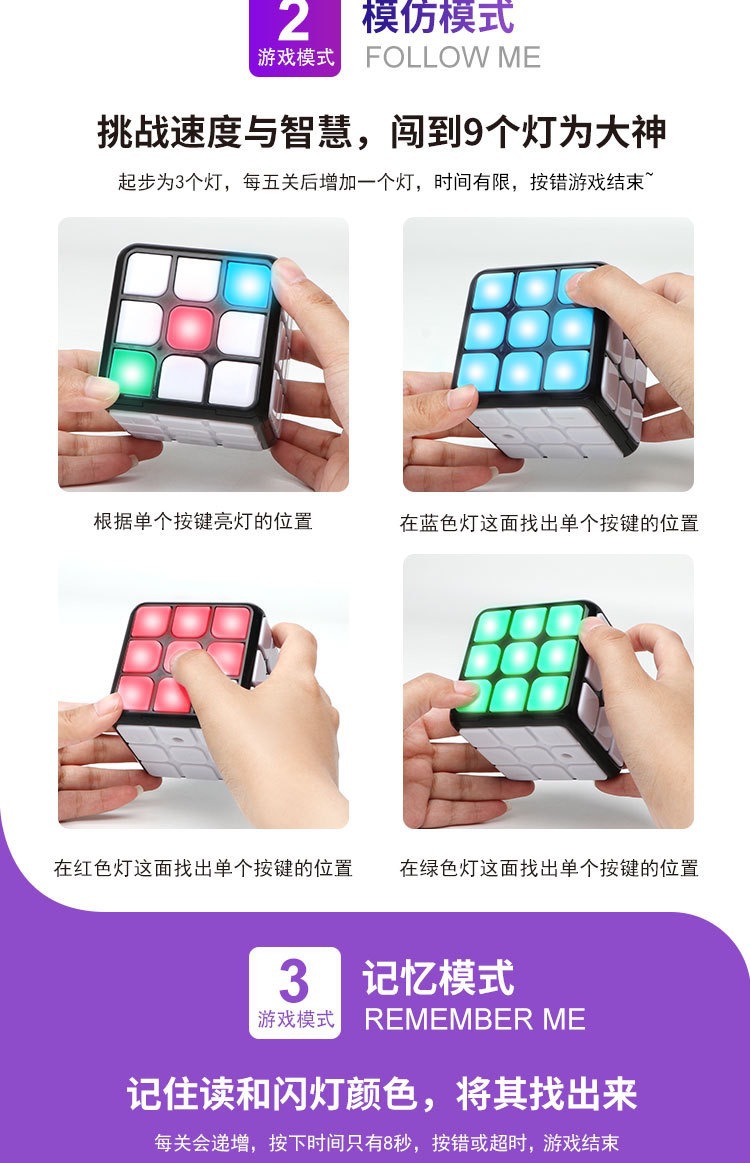 Cross-Border Amazon Hot Multi-Function Acousto-Optic Electric Puzzle Magic Cube Children's Music Variety Multi-Person Interactive Cube