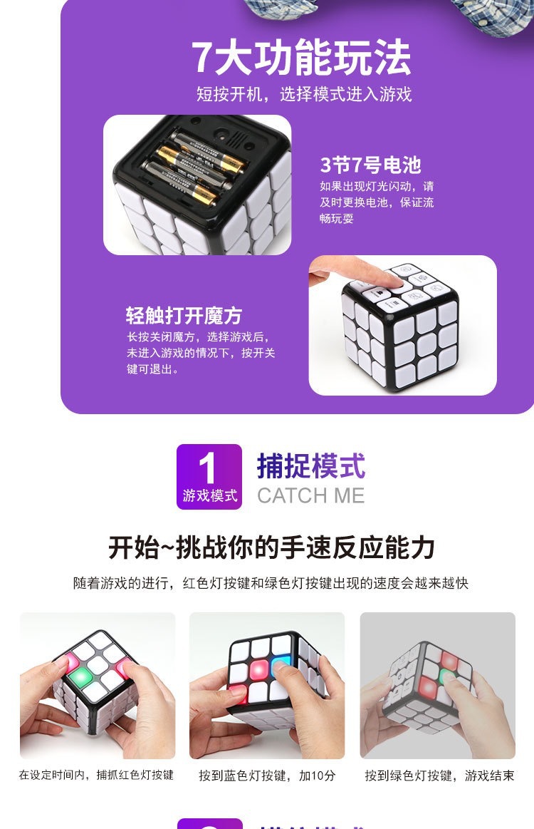 Cross-Border Amazon Hot Multi-Function Acousto-Optic Electric Puzzle Magic Cube Children's Music Variety Multi-Person Interactive Cube