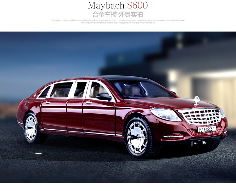Mercedes-Benz Maybach 1/24 Simulation Alloy Car Model Toy With Huilishengguang Six-Door Car Car Interior Decoration